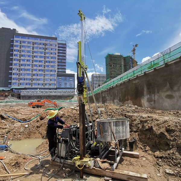 Core drilling on foundation piles